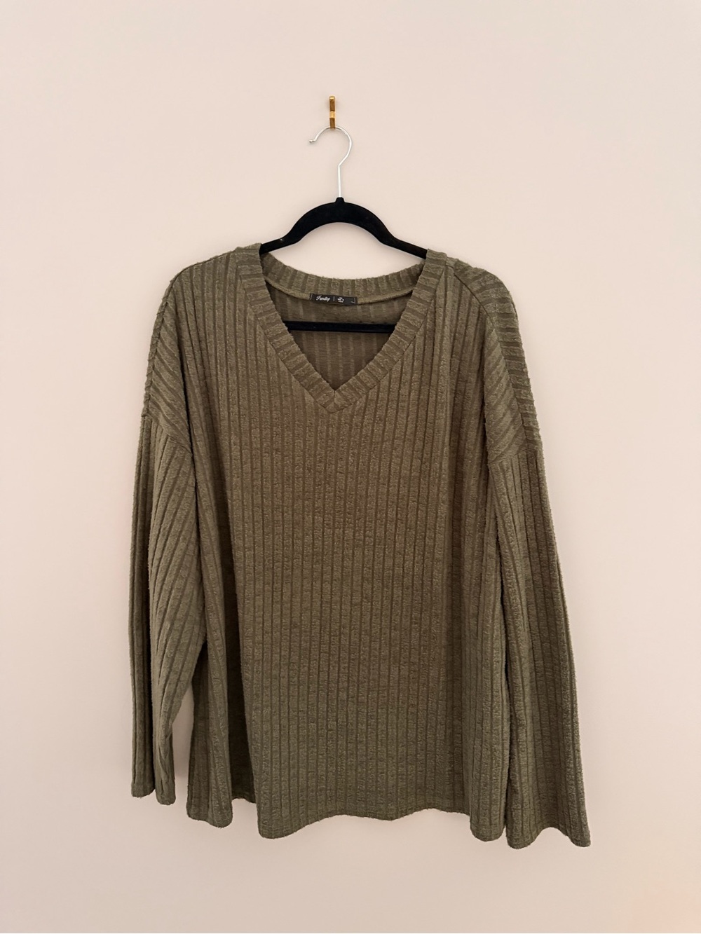 Olive Ribbed V-Neck Wide-Leg Lounge Pants & Top Set